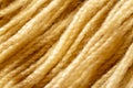 Close up of beige woolen yarn