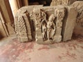 Close up of the believed 10th century carved stone in the ancient Chand Baori Step well in the village of Abhaneri, Rajasthan Royalty Free Stock Photo