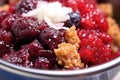 close-up of berry cobbler mix in a bowl Royalty Free Stock Photo