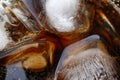 Close-up beverage cola and cubes ice refreshing cool in glass, black cola soda in glass with ice cubes for refreshments feel Royalty Free Stock Photo