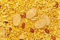 Close-up of Bhel puri Indian namkeen snacks Full-Frame Background.