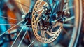 Close-Up of Bicycle Disc Brake System. Generative ai Royalty Free Stock Photo