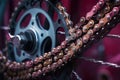 close-up of bicycle gears and chain