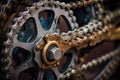 close-up of bicycle gears and chain