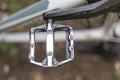 Close-up bicycle pedal top view, in use Royalty Free Stock Photo