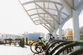 Close up of bicycle street parking outdoors