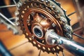 Close-up of a bicycle wheel cassette. Generative AI