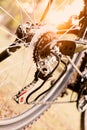 Close up of a Bicycle wheel with details.