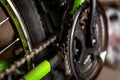 Close up of bicycle wheel with gears details Royalty Free Stock Photo