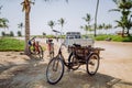 Close up of bicycles outdoor in an exotic country. Royalty Free Stock Photo