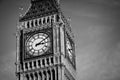 Close up on Big Ben clock in London, UK with copy space Black and white photography Royalty Free Stock Photo