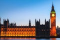 Close Up of Big Ben and Palace of Westminster in London, UK at dusk Royalty Free Stock Photo