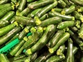 Close up of a big box of Zucchini at the super market