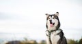 Close up big brown white purebred majestic Alaskan Alaska Malamute dog Royalty Free Stock Photo