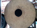 Close up of big drum at the Temple. Royalty Free Stock Photo