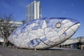 Close up of the Big Fish or Salmon of Knowledge, a famous sculpture in Belfast