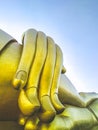 Close up Big hand of The golden Buddha statue at the Wat Muang Angthong Thailand Royalty Free Stock Photo
