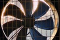 Close-up of big industrial fan in a factory. Ventilation of plant building