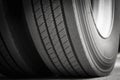 Close-up a big truck tires. truck wheel. Royalty Free Stock Photo