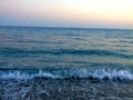 Close-up of big waves breaking on the coast in Liguria, Italy, Europe. Royalty Free Stock Photo