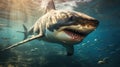 Close up of a big white shark under the sea Royalty Free Stock Photo