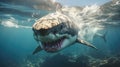 Close up of a big white shark under the sea Royalty Free Stock Photo