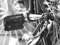 Close up of bike pedal (black & white) Royalty Free Stock Photo