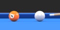 Close-up of billiard ball number five orange color on billiard table Royalty Free Stock Photo