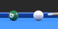 Close-up of billiard ball number six green color on billiard table