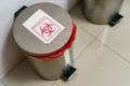 Close up bin for hazardous waste in hospital Royalty Free Stock Photo