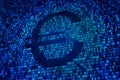 Close-up of binary code on a digital screen, highlighting the concept of data, cybersecurity, and technology in a dark, high-tech