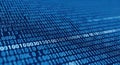Close-up of binary code (zeros and ones) on a blue background. Royalty Free Stock Photo