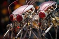 close-up of biohybrid robots electronic components