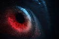 Close-Up of Biometric Eye Scanner Displaying Data Access Technology in Vibrant Colors Royalty Free Stock Photo