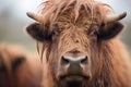 close-up of bisons face with prairie background Royalty Free Stock Photo