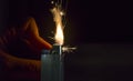 Close-up black background with cigarette lighter. cigarette lighter used for burning cigarette Royalty Free Stock Photo