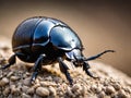 a close up of a black beetle