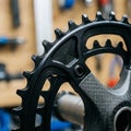 Close-up Carbon Bike Chainring Assembly Royalty Free Stock Photo