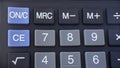 Close up black calculator button