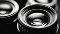 Close-up of a Black Camera Lens with Circular Aperture Royalty Free Stock Photo