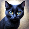 A close up of a black cat with yellow eyes. Beautiful picture of black Cat.