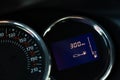 Close-up of black color speedometer inside modern automobile