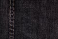 Close up of black denim and stiches Royalty Free Stock Photo