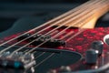 A Close-up of a black electric bass Royalty Free Stock Photo