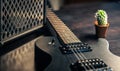 Close-up, black electric guitar on a dark background. Royalty Free Stock Photo