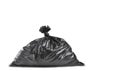 A close up of a black garbage trash bag