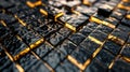 Close up of black and gold cube pattern Royalty Free Stock Photo
