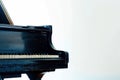 Close up Black grand piano Isolated on white background Royalty Free Stock Photo