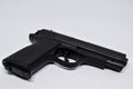 Close up black handgun  on White Background. criminal concept Royalty Free Stock Photo