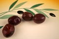 Close up of black Kalamata olives on a plate Royalty Free Stock Photo